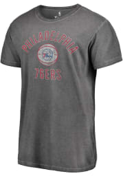 Majestic Philadelphia 76ers Grey Helmet Icon Short Sleeve T Shirt
