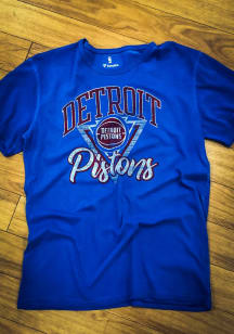 Majestic Detroit Pistons Blue Retro Arch Short Sleeve T Shirt