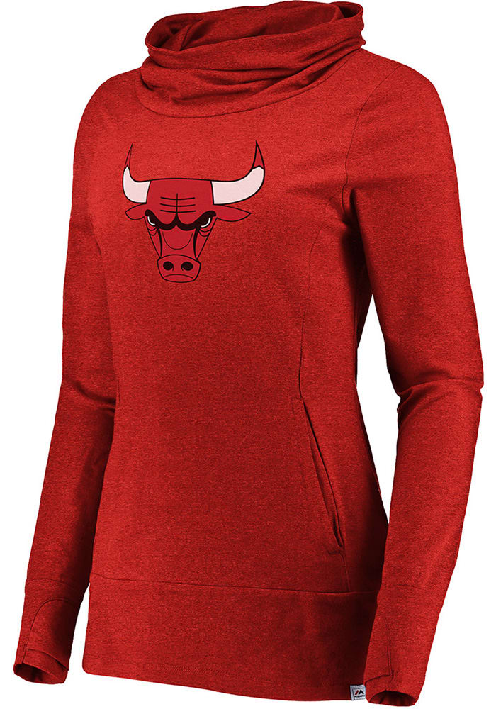 Majestic Chicago Bulls Womens Red Flex Cocoon Neck Crew Sweatshirt