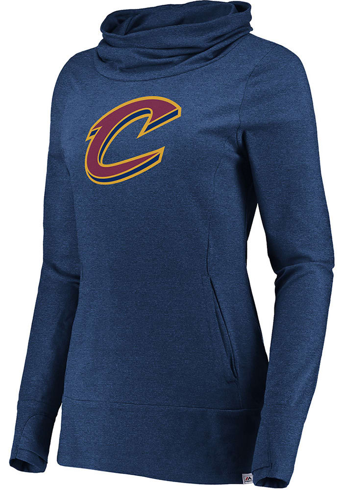 Majestic Cleveland Cavaliers Womens Navy Blue Flex Cocoon Neck Crew Sweatshirt