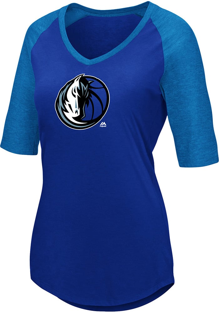 Majestic Dallas Mavericks Womens Blue Victory Directive V Neck Short Sleeve T-Shirt