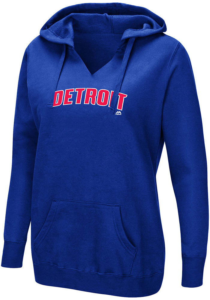 Majestic Detroit Pistons Womens Blue Done Better Hooded Sweatshirt