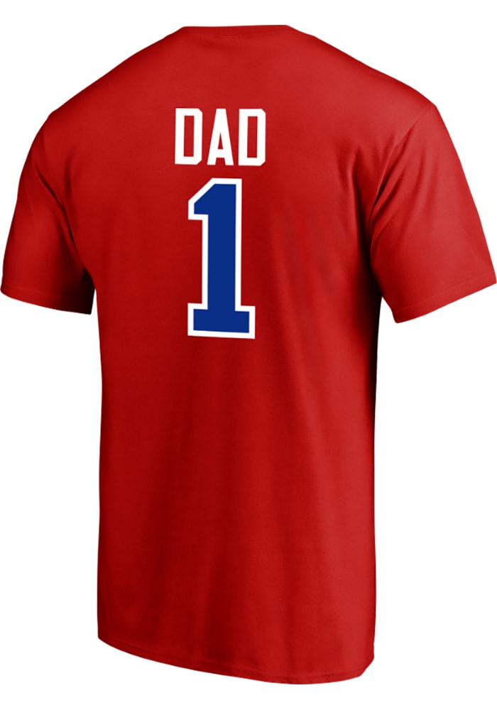 Majestic Philadelphia Phillies Red Number 1 Dad Short Sleeve T Shirt