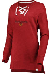Chicago Blackhawks Womens Red Hyper Lace Tunic Crew Sweatshirt