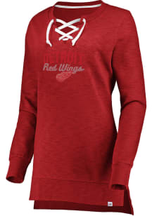 Majestic Detroit Red Wings Womens Red Hyper Lace Tunic Crew Sweatshirt