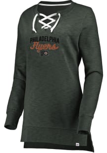 Majestic Philadelphia Flyers Womens Charcoal Hyper Lace Tunic Crew Sweatshirt