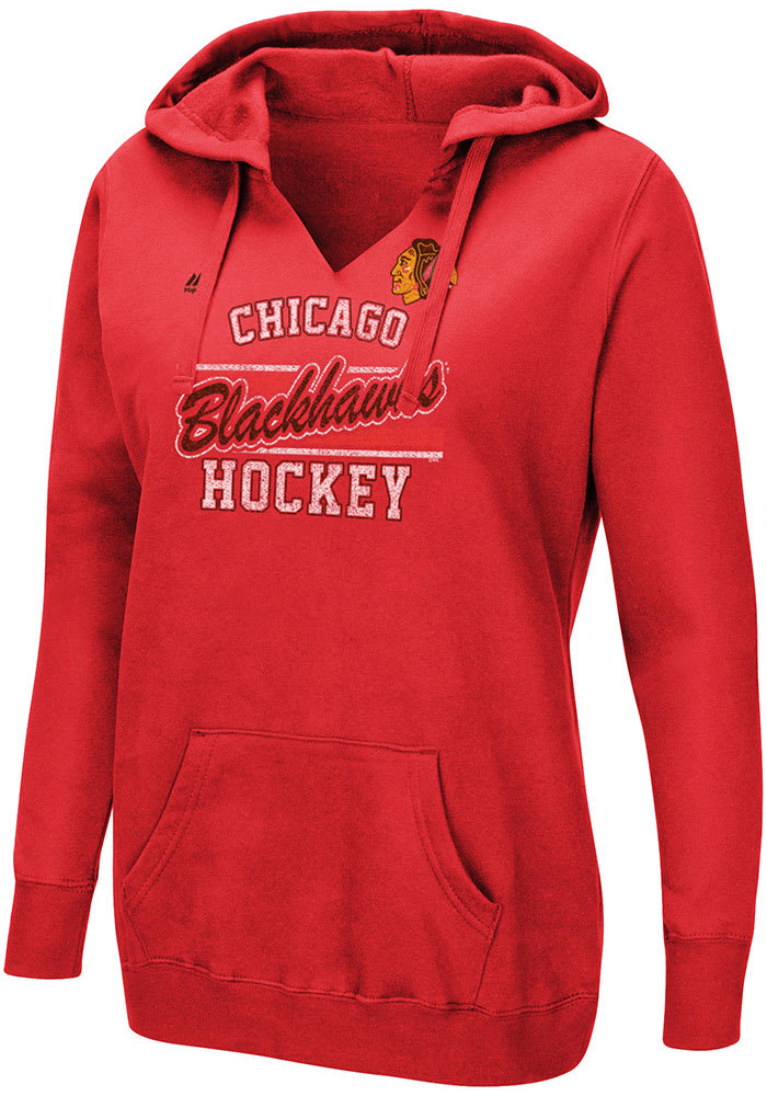 Majestic Chicago Blackhawks Womens Red Raise the Level Hooded Sweatshirt