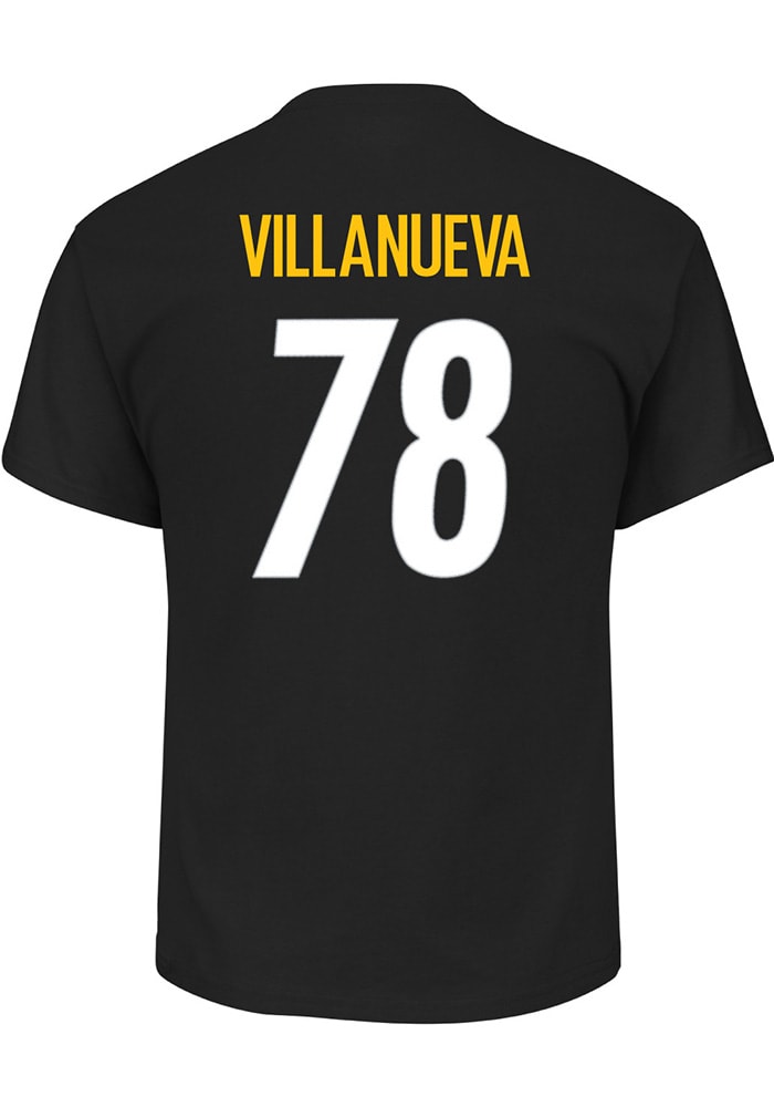 Alejandro Villanueva Pittsburgh Steelers Black Name Number Short Sleeve Player T Shirt