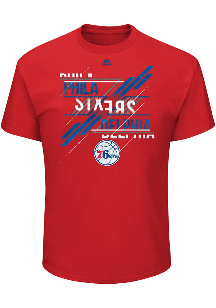 Majestic Philadelphia 76ers Red Matchless Vision Short Sleeve T Shirt