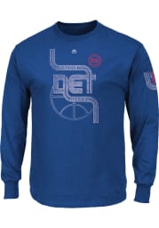 Majestic Detroit Pistons Blue Hungry Long Sleeve T Shirt