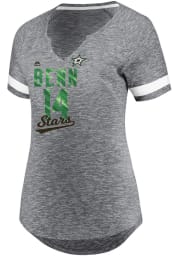 Jamie Benn Dallas Stars Womens Grey Pumped Up V Neck Player T-Shirt