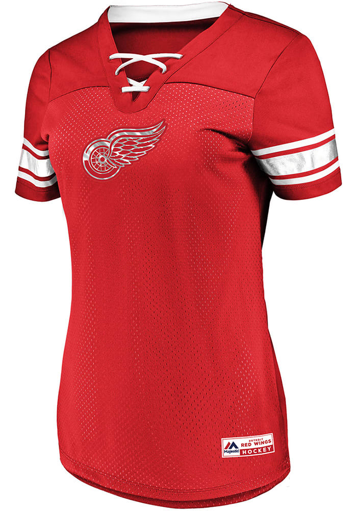 Majestic Detroit Red Wings Womens Majestic Draft Me V Neck Fashion Hockey Jersey - Red