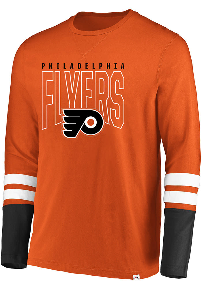 Majestic Philadelphia Flyers Orange 5 Minute Major Long Sleeve Fashion T Shirt