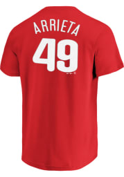 Jake Arrieta Philadelphia Phillies Red Name and Number Short Sleeve Player T Shirt