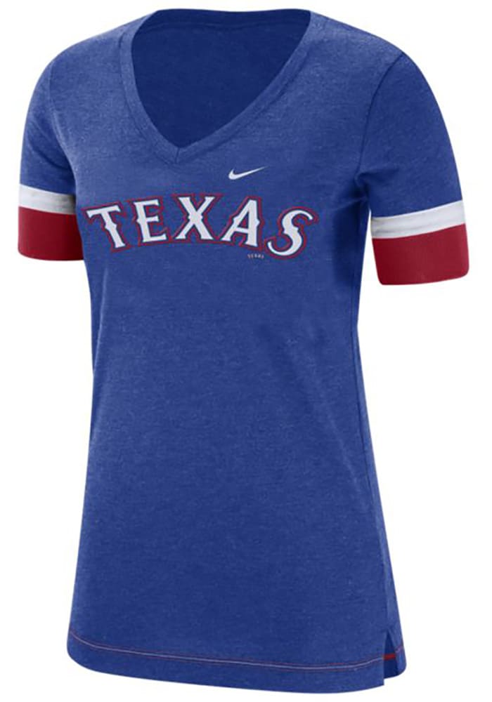 Nike Texas Rangers Womens Blue Dry V Short Sleeve T-Shirt