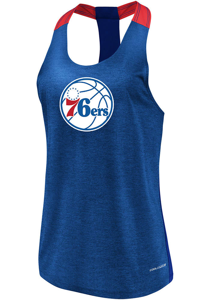 Majestic Philadelphia 76ers Womens Blue Desire More Tank Top