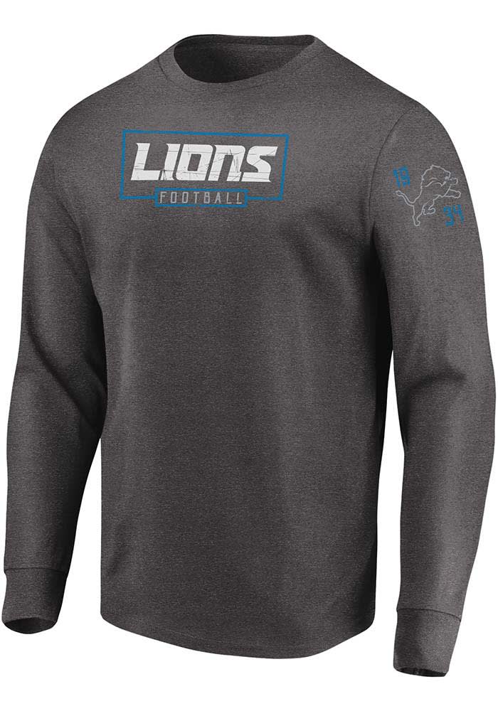 Majestic Detroit Lions Grey Kick Return Long Sleeve T Shirt