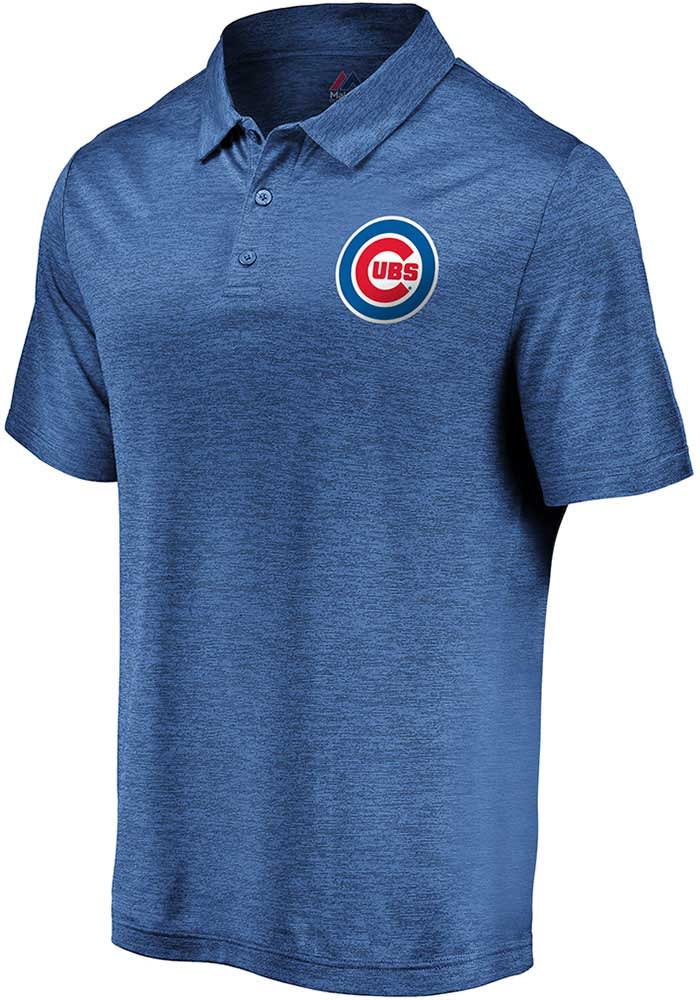 Majestic Chicago Cubs Mens Blue Positive Production Short Sleeve Polo