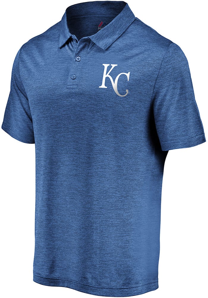 Majestic Kansas City Royals Mens Blue Positive Production Short Sleeve Polo
