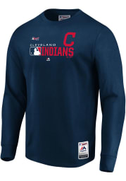 Majestic Cleveland Indians Navy Blue Authentic Long Sleeve T Shirt