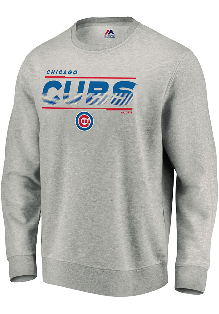 Majestic Chicago Cubs Mens Grey Split Personality Long Sleeve Crew Sweatshirt