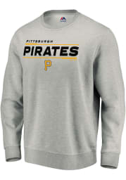 Majestic Pittsburgh Pirates Mens Grey Split Personality Long Sleeve Crew Sweatshirt