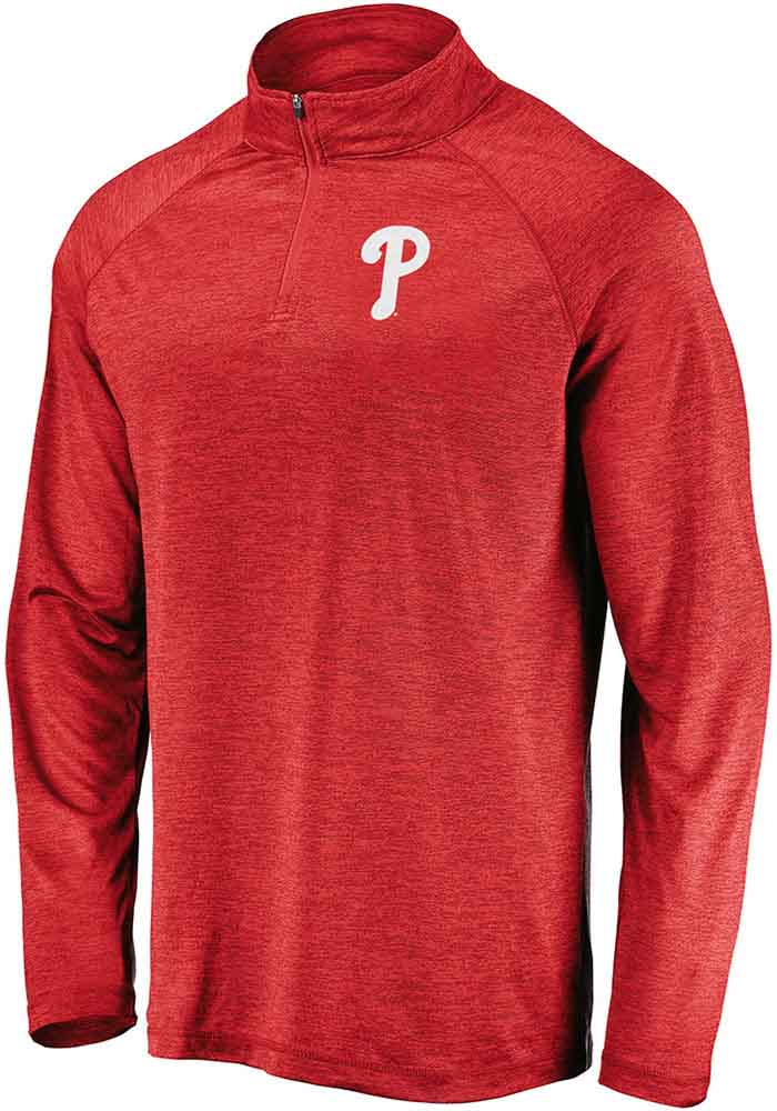 Majestic Philadelphia Phillies Mens Red Contenders Welcome Long Sleeve 1/4 Zip Pullover