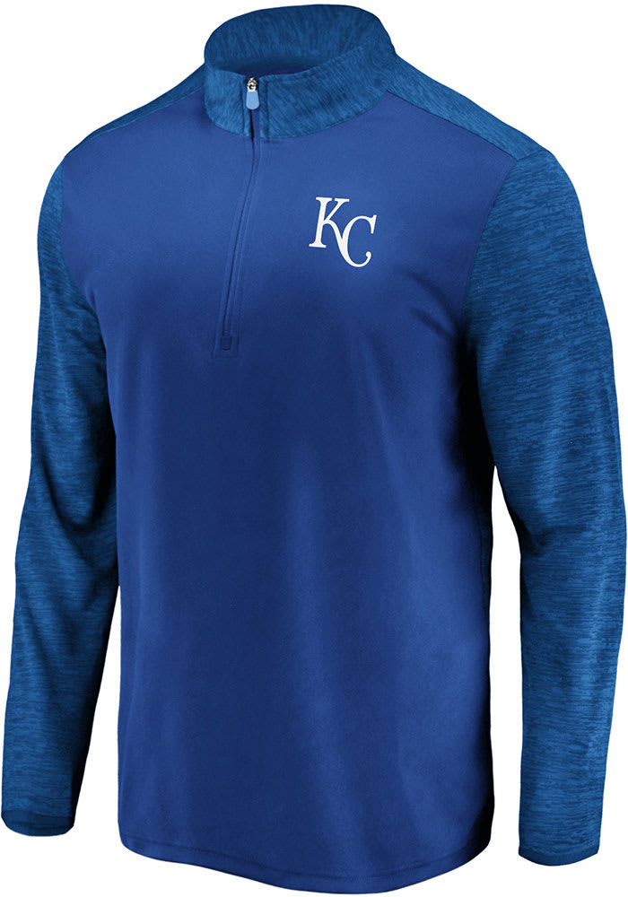 Majestic Kansas City Royals Mens Blue Practice Makes Perfect Long Sleeve 1/4 Zip Pullover