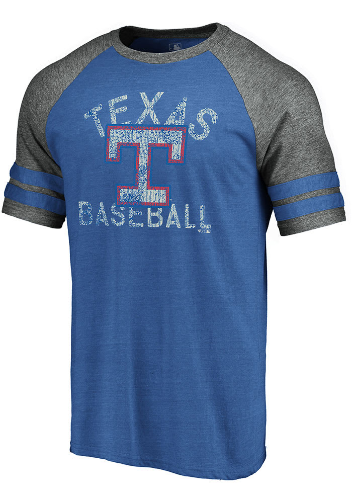 Majestic Texas Rangers Blue Earn Your Stripes Short Sleeve Fashion T Shirt