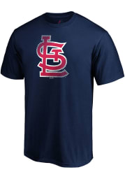 Majestic St Louis Cardinals Navy Blue Slash and Dash Short Sleeve T Shirt