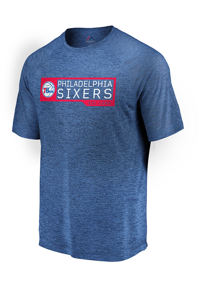 Majestic Philadelphia 76ers Blue Start Strong Finish Victorious Short Sleeve T Shirt