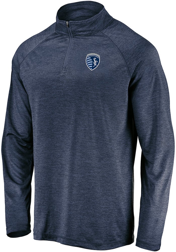 Sporting Kansas City Mens Navy Blue Contenders Welcome Long Sleeve 1/4 Zip Pullover