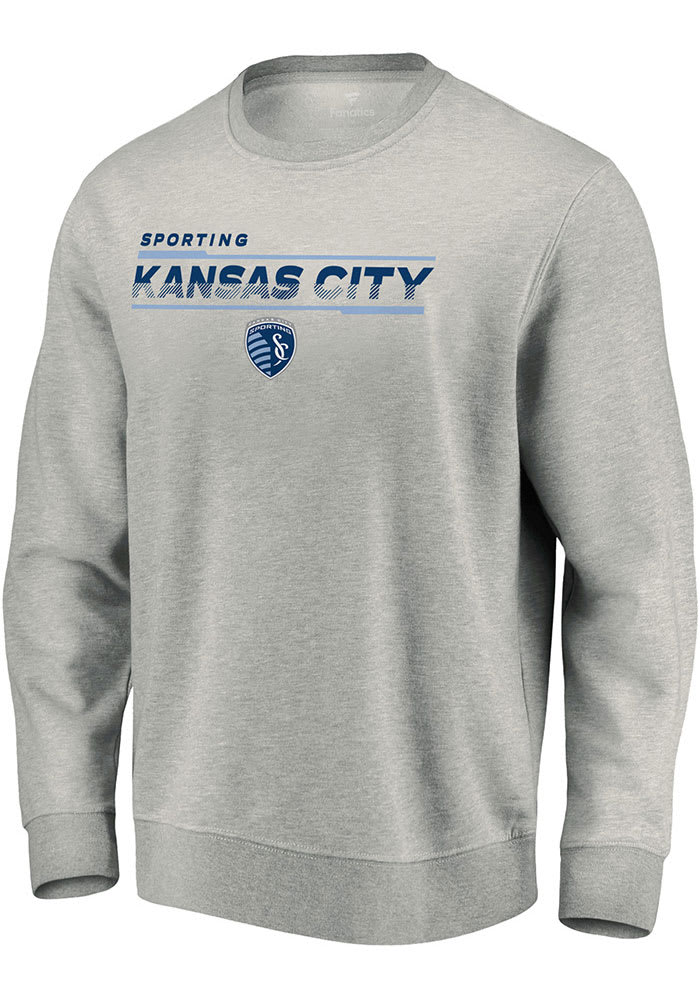 Sporting Kansas City Mens Grey Split Personality Long Sleeve Crew Sweatshirt