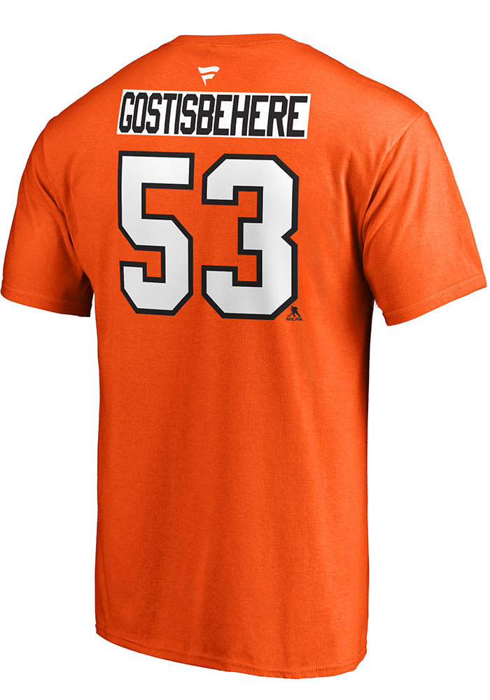 Shayne Gostisbehere Philadelphia Flyers Orange Name Number Short Sleeve Player T Shirt