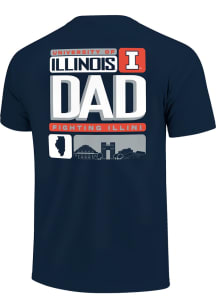 Illinois Fighting Illini Tiles Dad Short Sleeve T Shirt - Navy Blue