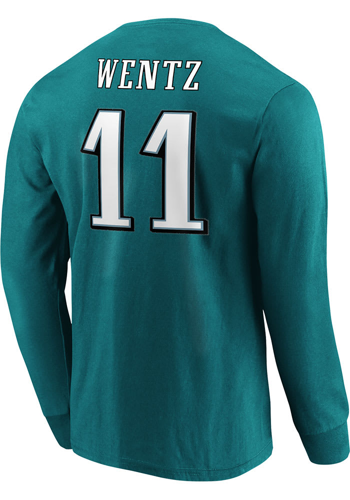 Carson Wentz Philadelphia Eagles Midnight Green Name Number Long Sleeve Player T Shirt