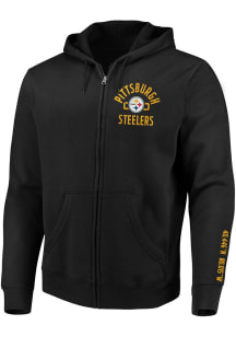 Pittsburgh Steelers Mens Black Stencil Arch Long Sleeve Full Zip Jacket