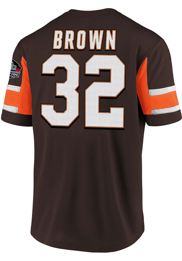 Jim Brown Cleveland Browns Brown Hashmark Short Sleeve Player T Shirt