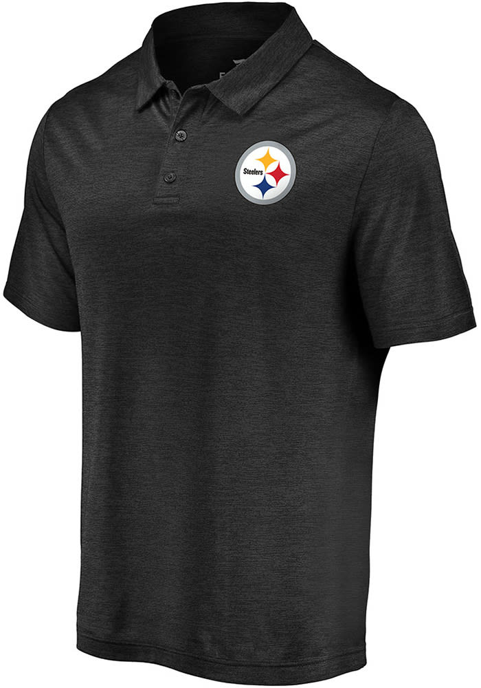 Pittsburgh Steelers Mens Black Striated Primary Short Sleeve Polo