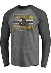 Pittsburgh Steelers Charcoal Horizon Helmet Long Sleeve Fashion T Shirt