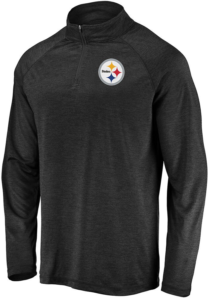 Men's Pittsburgh Steelers Hands High Black Interval Space Dye Raglan Sleeve Quarter-Zip Pullover Hoodie