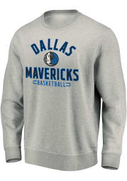 Dallas Mavericks Mens Grey Team Arc Stack Long Sleeve Crew Sweatshirt