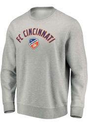 FC Cincinnati Mens Grey Team Arc Long Sleeve Crew Sweatshirt
