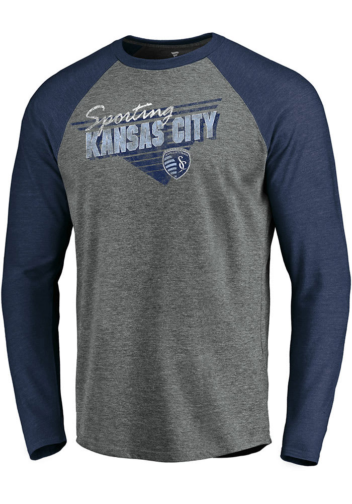 Sporting Kansas City Raglan Transition Grey Long Sleeve Fashion T Shirt