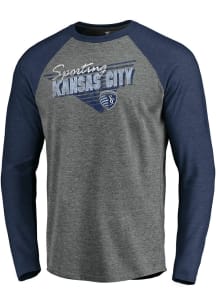 Sporting Kansas City Grey Raglan Transition Long Sleeve Fashion T Shirt