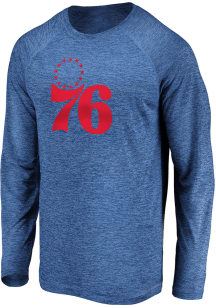 Philadelphia 76ers Blue Striated Tonal Logo Long Sleeve T-Shirt