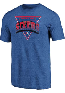 Philadelphia 76ers Blue Retro Triangular Short Sleeve Fashion T Shirt