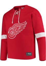 Detroit Red Wings Mens Red Lace Up Crew Long Sleeve Fashion Sweatshirt