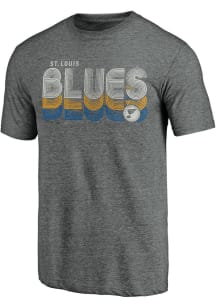 St Louis Blues Grey Hat Trick Short Sleeve Fashion T Shirt