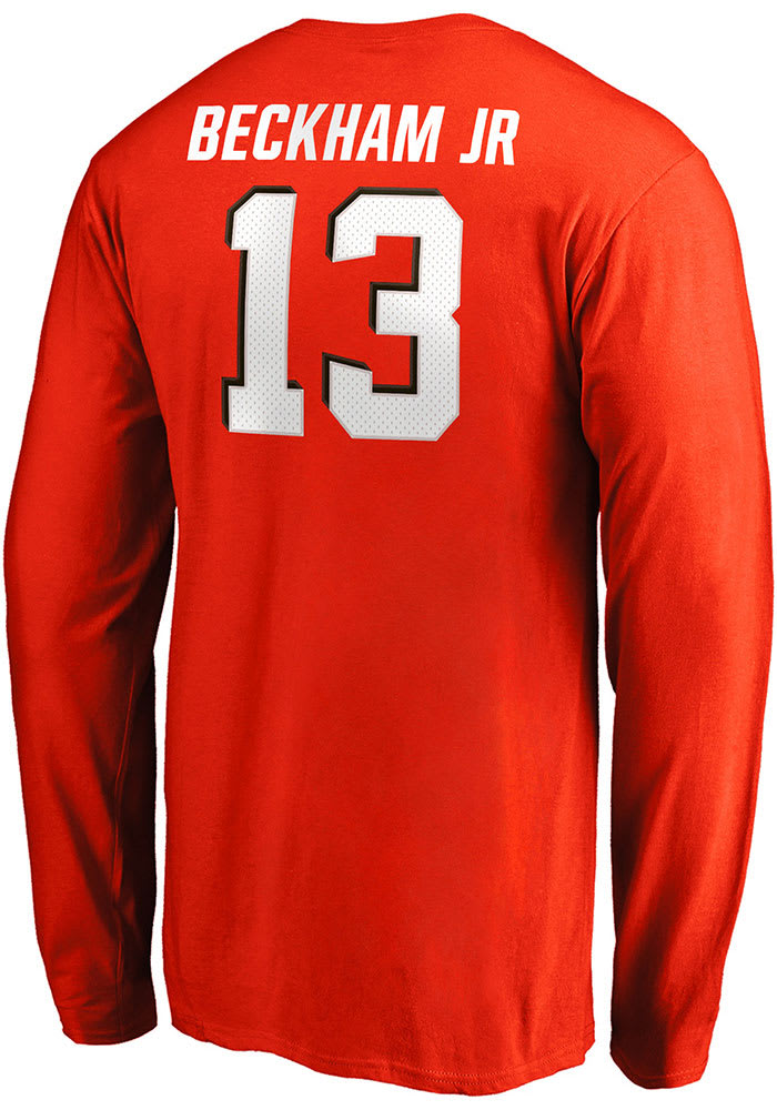 Odell Beckham Jr Cleveland Browns Orange Name And Number Long Sleeve Player T Shirt